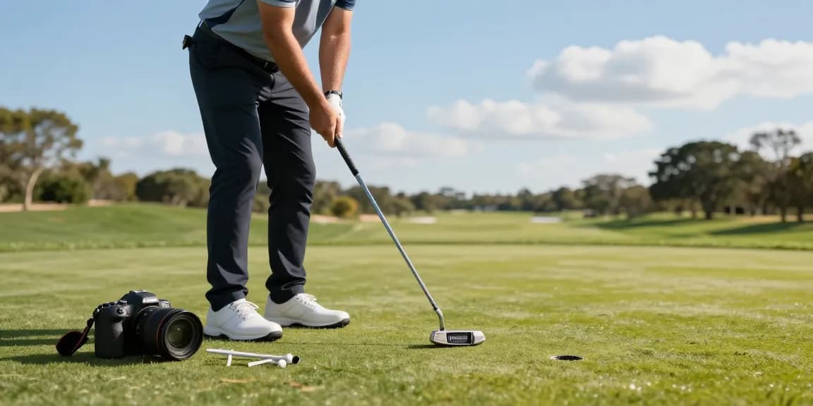 Golfer menggunakan putter NAGA2000 di lapangan golf untuk mencapai Putt Perfection. https://puttperfection.com/putter-reviews