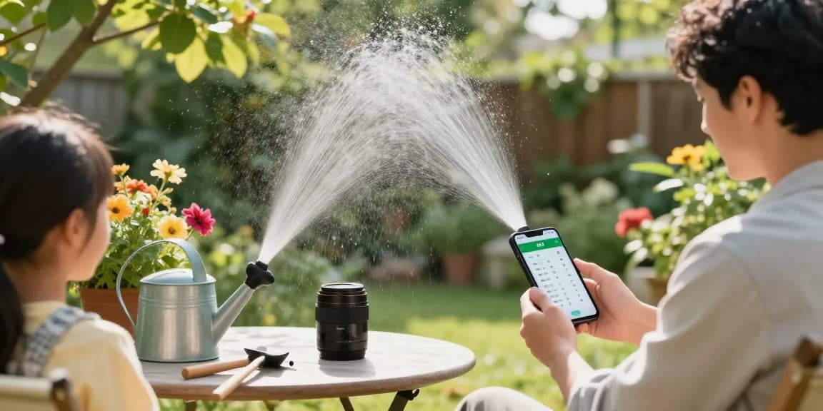 Effortlessly using a wifi sprinkler controller in a beautiful garden