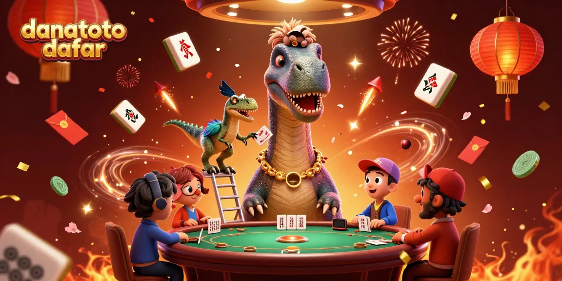 Join the excitement of danatoto daftar at a lively casino where imaginative characters surround a poker table.