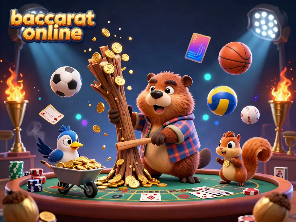 Experience the excitement of baccarat online with this vibrant scene featuring playful characters and casino elements.