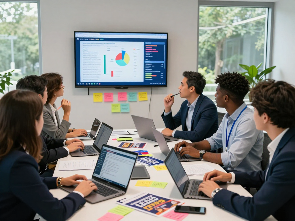 Engaging political campaign team analyzing data for political OTT advertising strategies.