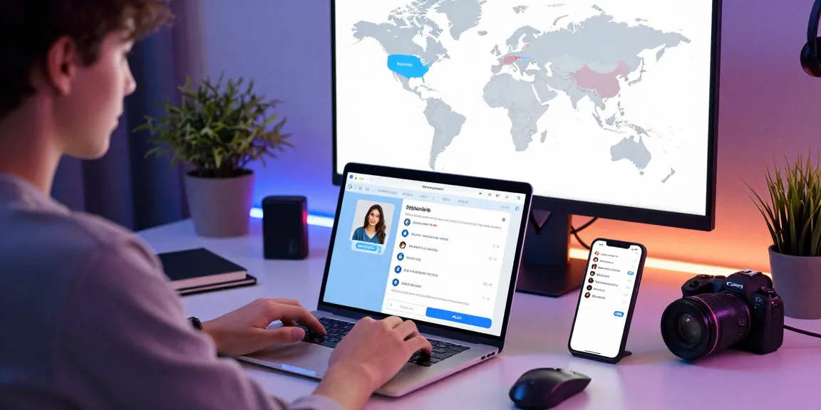 Professional using telegram china messaging app in modern workspace showing connectivity.