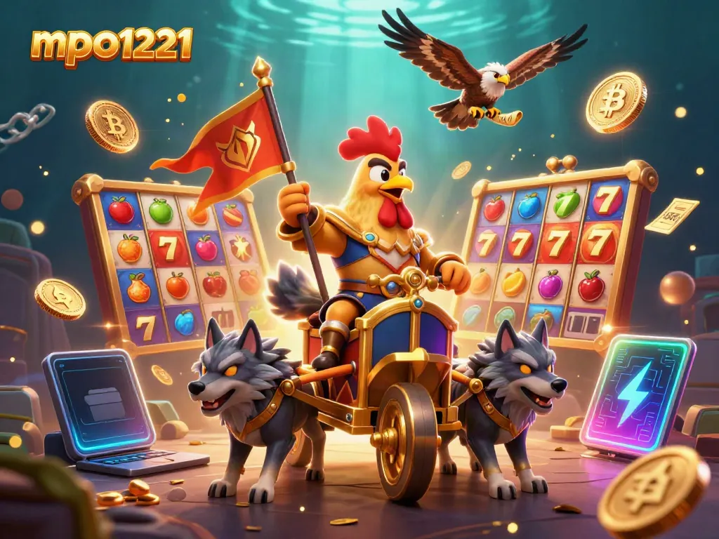Engage with exciting slot action featuring mpo1221, showcasing vivid reels and digital currency elements.