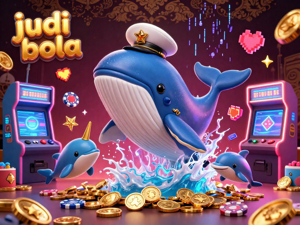 Catch thrilling judi bola action amidst playful dolphins and vibrant casino elements.