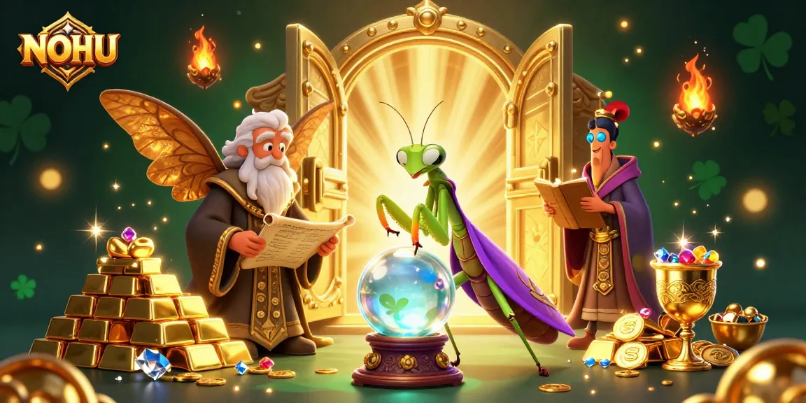 Engage with NOHU's vibrant casino scene featuring mystical fortune tellers and dazzling riches.