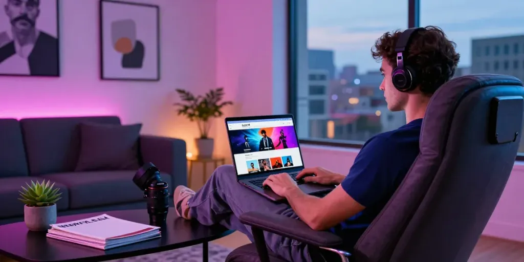 Engaging atmosphere showcasing HornyLeak content exploration in a modern lounge.