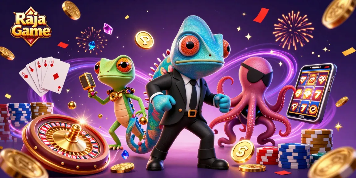 Raja Game engages players with vibrant casino action featuring dynamic characters and colorful game elements.