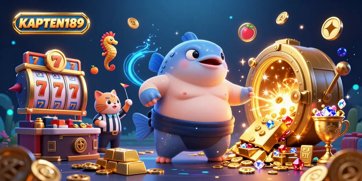 KAPTEN189 menampilkan kasino online dengan ikan fugu dan penasihat ikan lele di arena bawah laut.