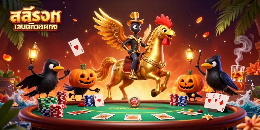 Experience thrilling moments at สล็อตเว็บตรงทั้งหมด with our vibrant casino illustration filled with action.
