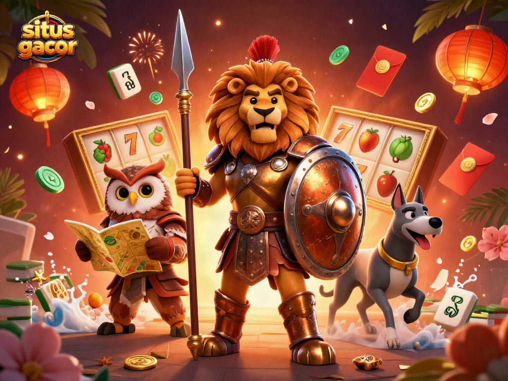 Experience exciting spins with situs slot gacor illustrated in 3D amidst vibrant casino elements.