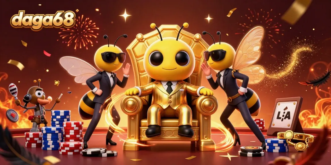 Daga68 immerses players in vibrant cockfighting action, showcasing a dramatic 3D illustration of a bumblebee mob boss.