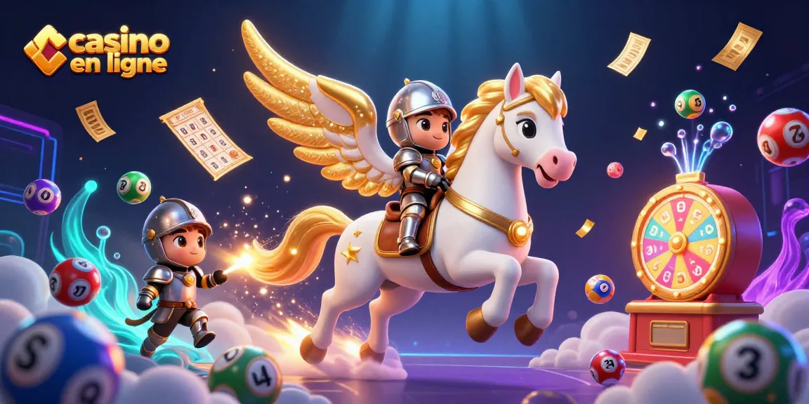 Plongez dans l'univers du casino en ligne avec cette illustration captivante regroupant un cheval céleste et un chevalier.