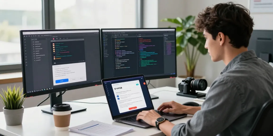 Young professional using 纸飞机中文版 app in a modern tech workspace.