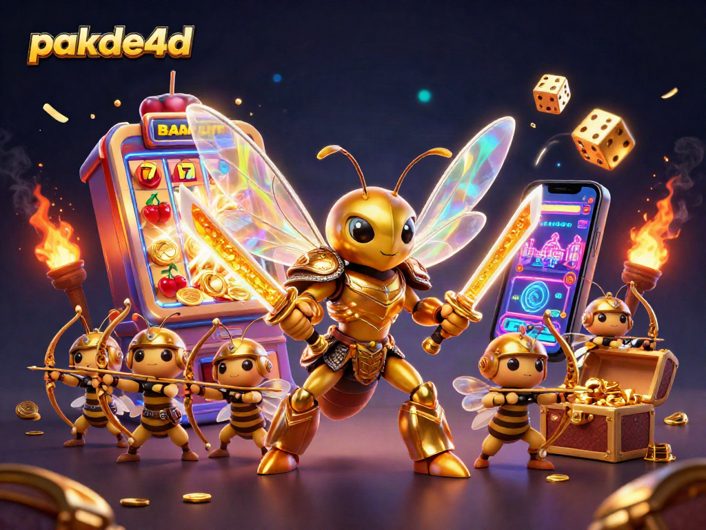 Engage with pakde4d's vibrant casino scene featuring a triumphant hornet and spontaneous game action.