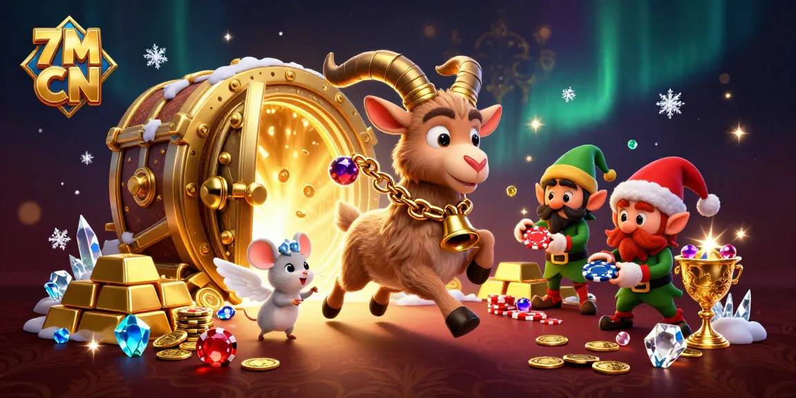 Engage with 7M CN's vibrant casino scene featuring animated characters and intricate gold elements.