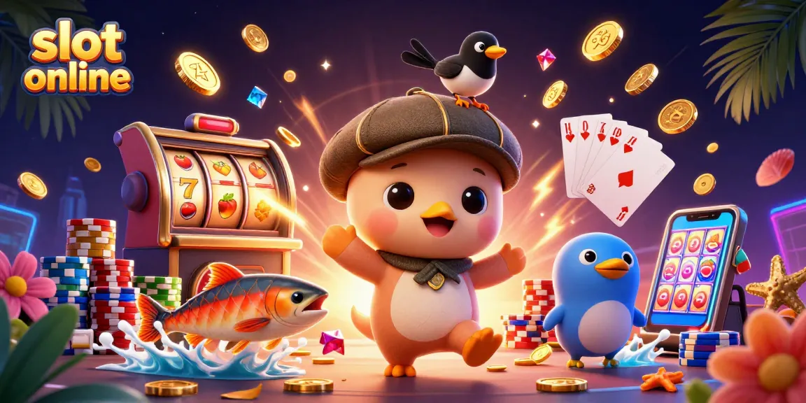 Spin the reels of slot online with playful characters and exciting casino elements surrounding them.