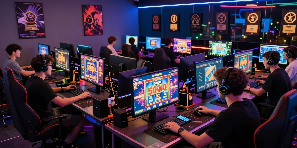 Engaging scene of players immersed in slot deposit 5000 gaming environment.