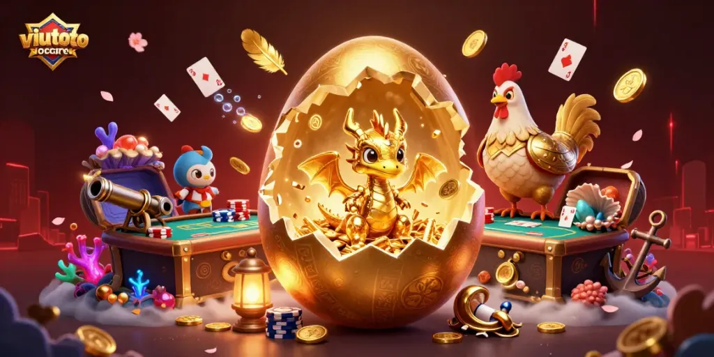 Menangkan jackpot dengan viutotocare dalam ilustrasi kasino 3D yang dinamis dan penuh warna.