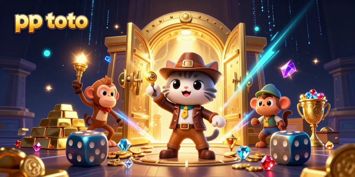Engage in thrilling adventures with pp toto in this vibrant 3D casino-themed treasure discovery scene.