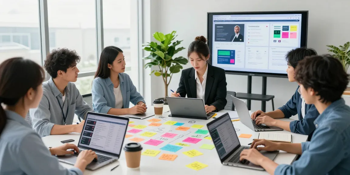 Dynamic digital marketing team collaboration at https://raja328.com/, showcasing strategy brainstorming and analytics.