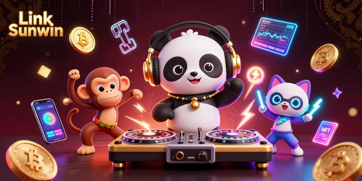Engage with the exciting world of gambling through Link Sunwin, featuring vibrant 3D characters and casino elements.