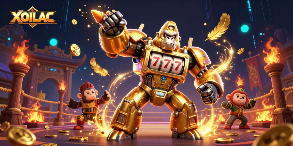 Experience the excitement of sports betting with XOILAC's dynamic and captivating illustration of a golden mech.
