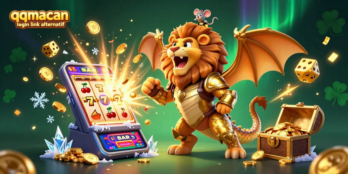 Experience the excitement of winning with qqmacan login link alternatif in this vibrant 3D casino scene.
