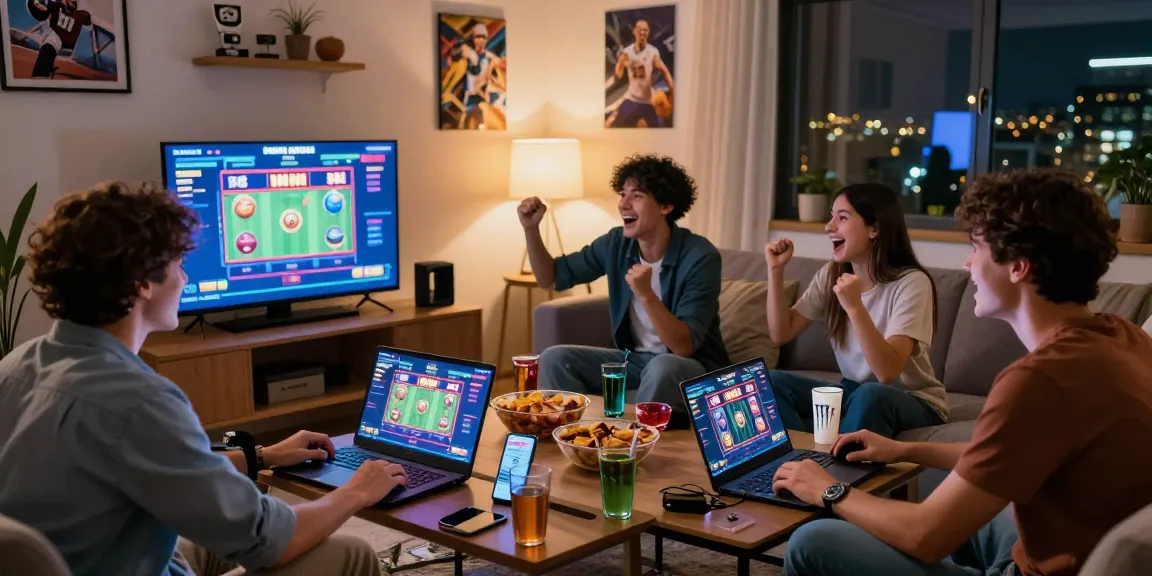 Enjoying deposit pulsa tanpa potongan with friends in a lively gaming setup.
