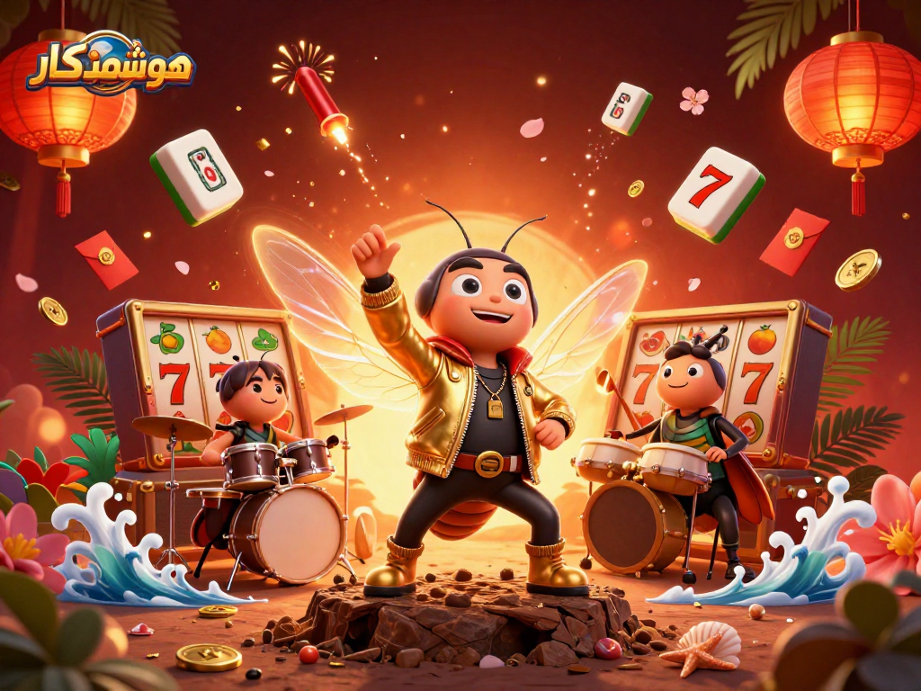 Experience thrilling gameplay with هوشمندکار's vibrant slots scene featuring colorful characters and dynamic casino elements.