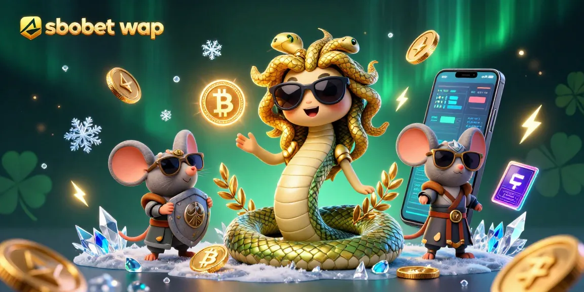 Engage in sbobet wap mobile betting with dynamic characters and vibrant gaming elements in this colorful illustration.
