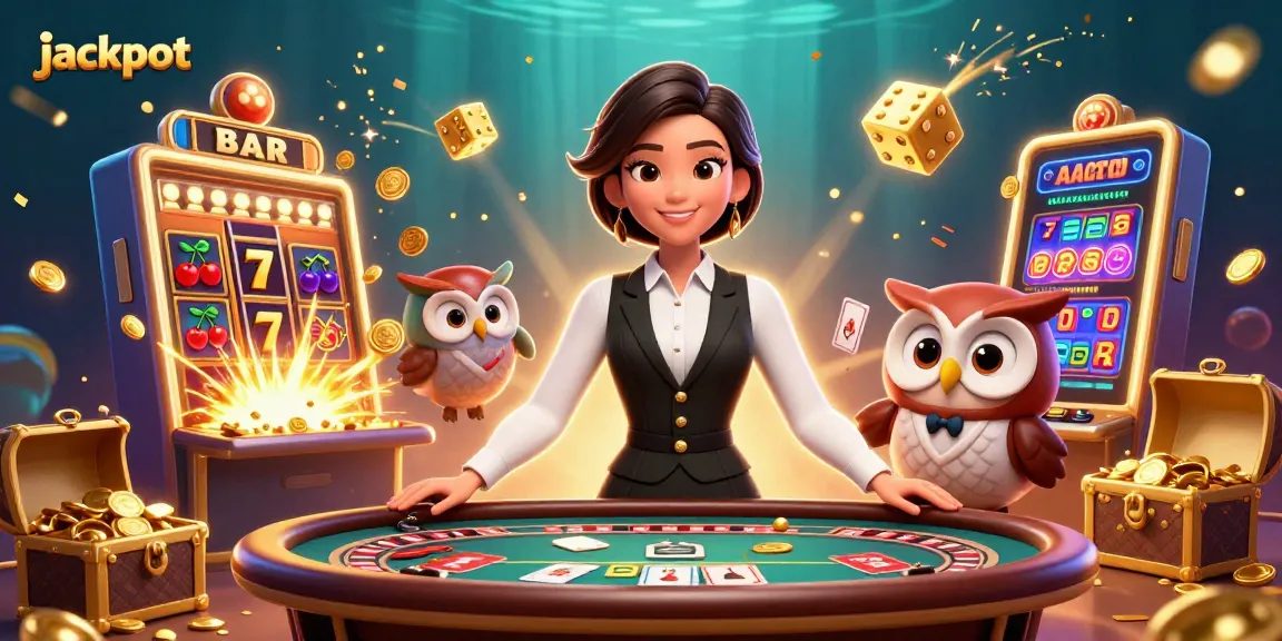 Experience the jackpot excitement with a vibrant scene showcasing a dynamic casino atmosphere featuring dealers and slot machines.