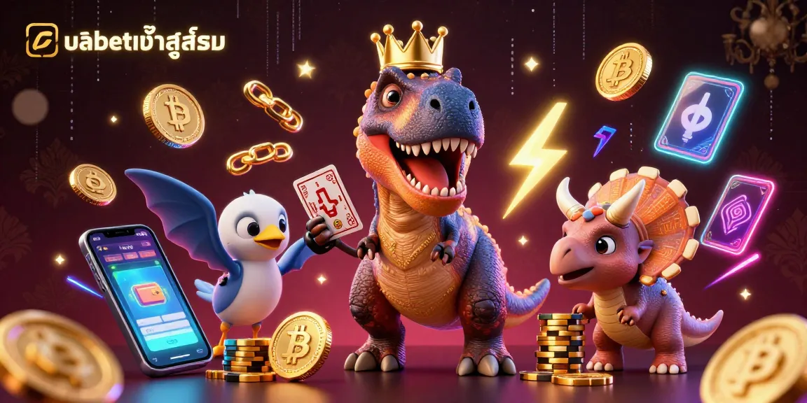 Experience thrilling gameplay with ufabetเข้าสู่ระบบ as cartoon characters shuffle cards and stack chips.