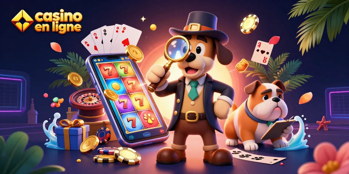 Participez à une action palpitante de casino en ligne avec un détective de bande dessinée et des éléments de jeu colorés.