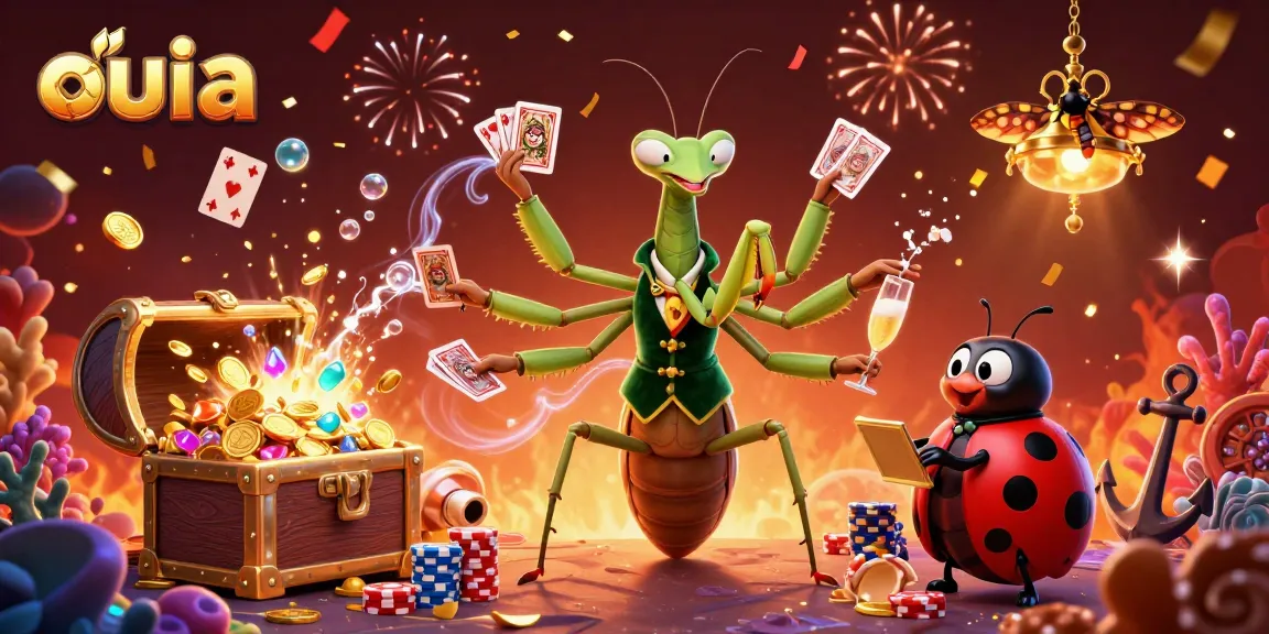 Experience a thrilling gaming atmosphere with ouia's vibrant online casino scene featuring elaborate characters and rich visual elements.