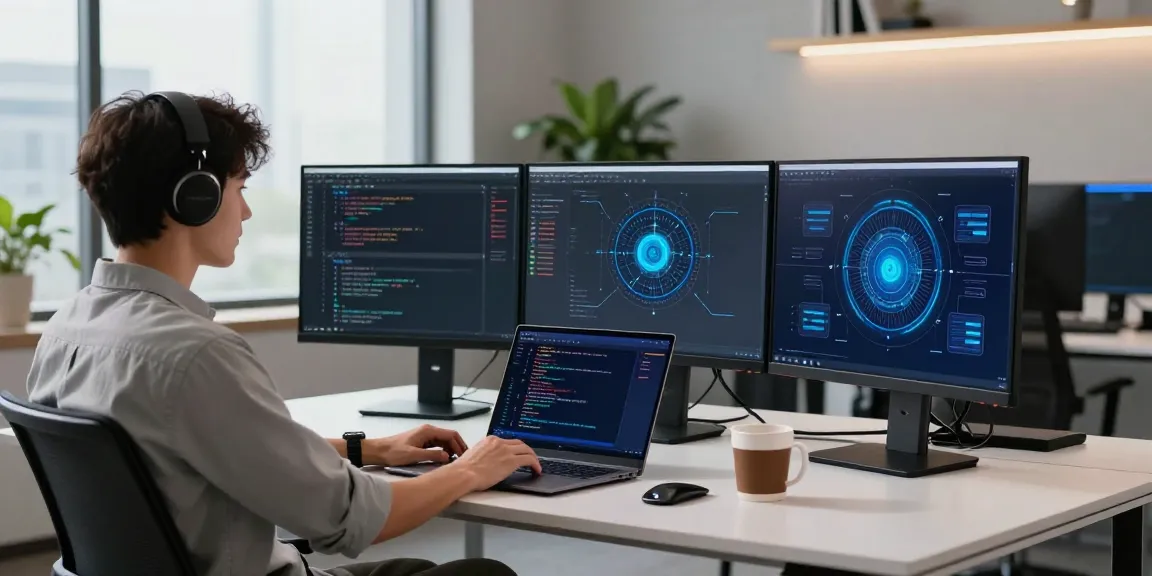 Experience fast and secure connectivity with the 快连 service in a modern tech workspace.