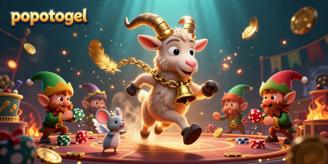 Engage in thrilling games at popotogel with Krampus and festive characters amidst casino excitement.