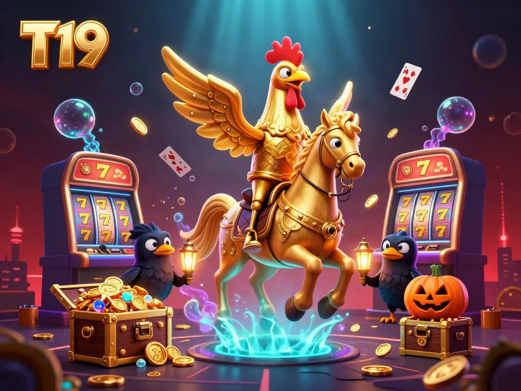 T19 brings excitement with golden rooster, spectral horse, and casino elements for thrilling gameplay.