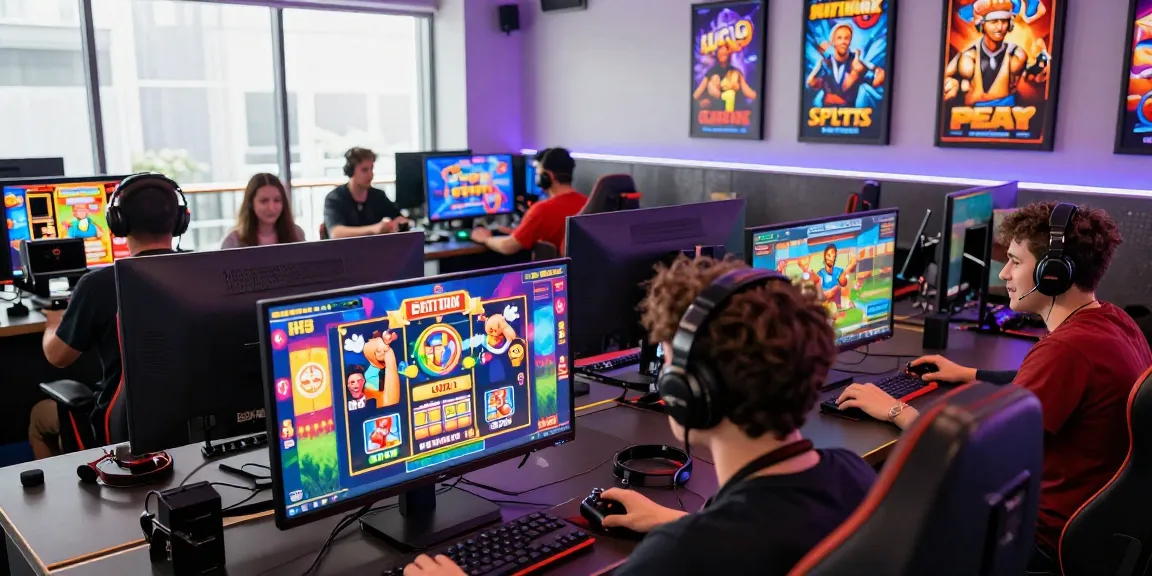 Dynamic gaming scene showcasing players enjoying link situs888 slots and casino games.