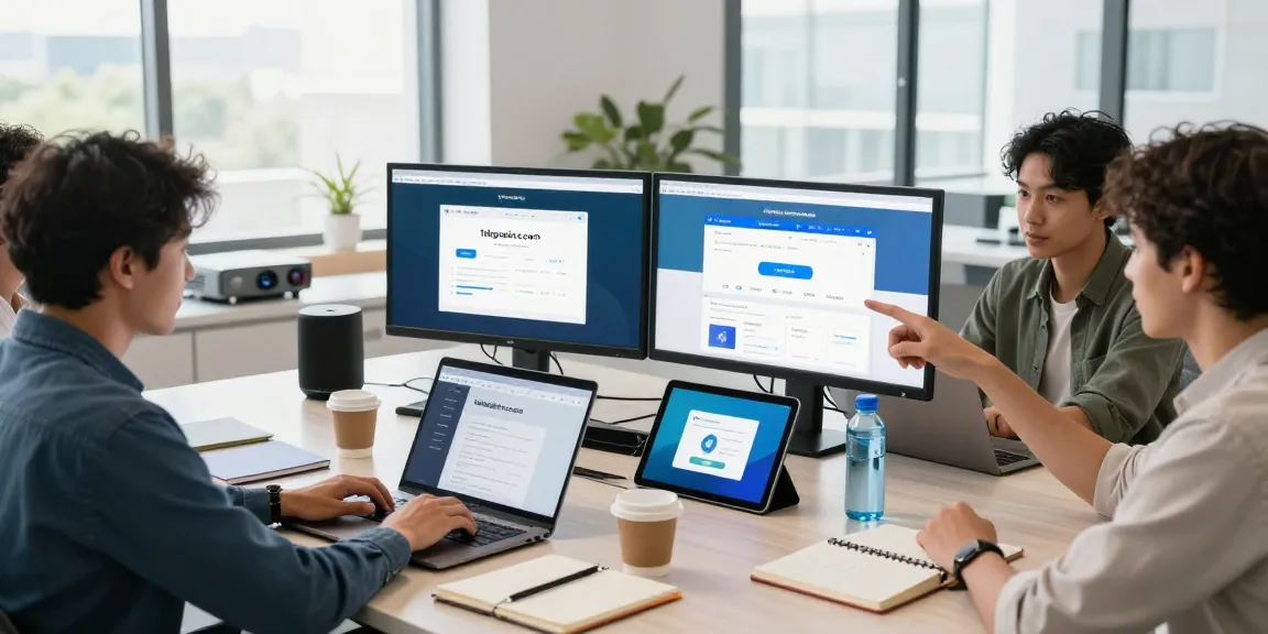 Team collaborating on telegramin-cn.com features in a modern tech workspace.