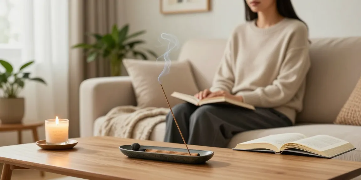 Experience relaxation with platinum caution super strong incense in a serene home setting filled with warm light and comfort elements.
