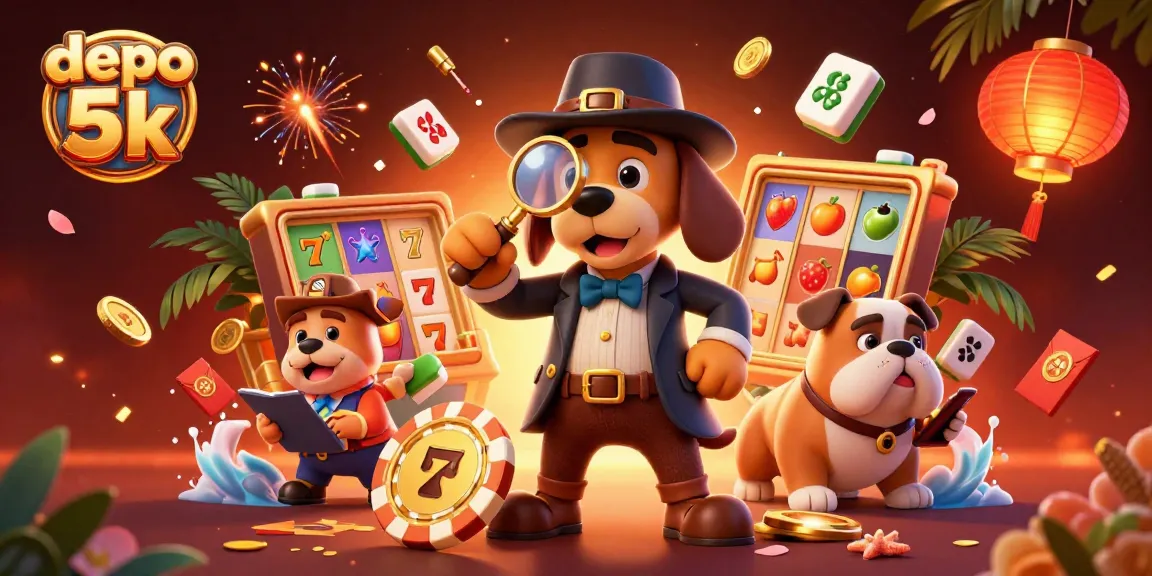 Engage with exciting gameplay at depo 5k, featuring vibrant slot reels and dynamic casino elements.
