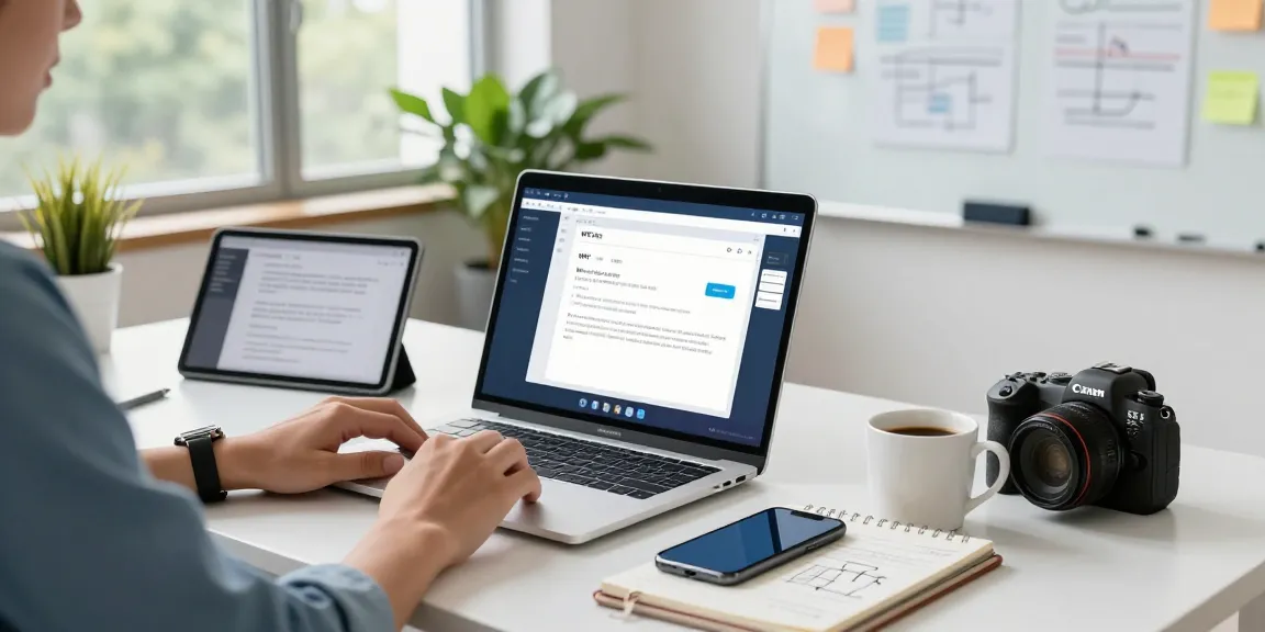 WPS下载 - Professional workspace with WPS Office shown on devices, enhancing productivity.