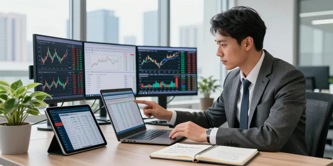Investor analyzing 5starsstocks performance data in a modern office setting.