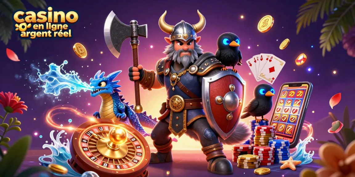 Découvrez les gains avec le casino en ligne argent réel à travers une illustration 3D vivante mettant en avant des éléments de jeu dynamiques.
