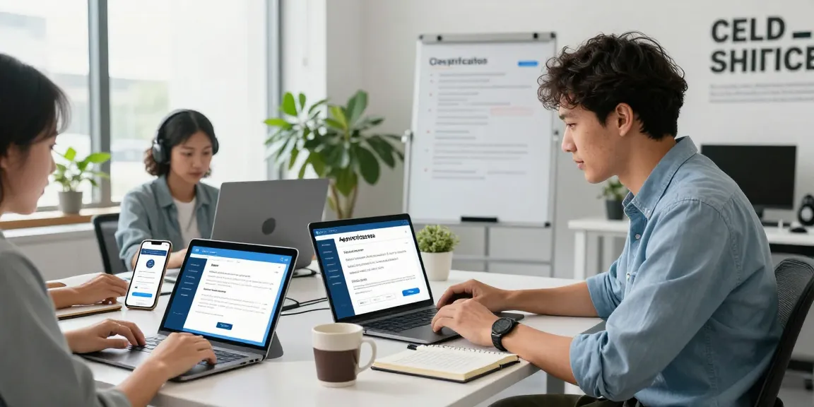 Professional workspace showcasing an age verification system in action with diverse team collaboration.