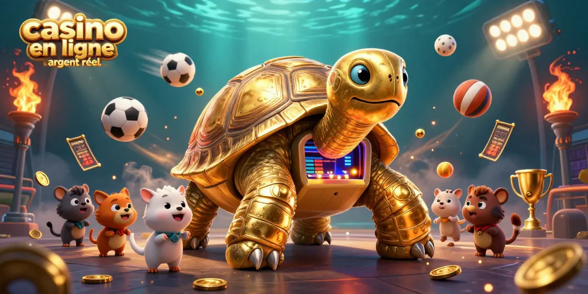 Jouez au casino en ligne argent réel avec une tortue en or et des animaux adorables dans une scène dynamique