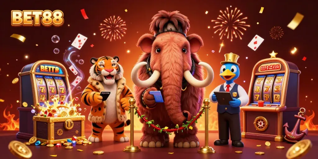 Experience dynamic gameplay at BET88 with vibrant characters and thrilling casino elements.