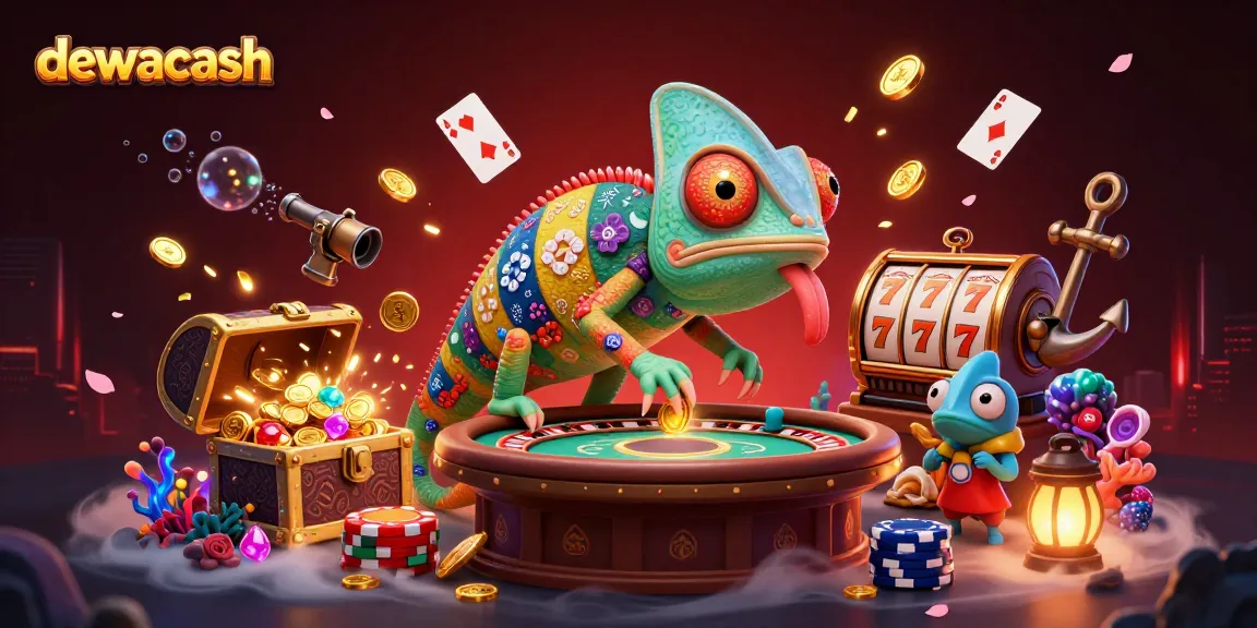 Experience the thrill of betting with dewacash in this vibrant casino scene filled with games and excitement.