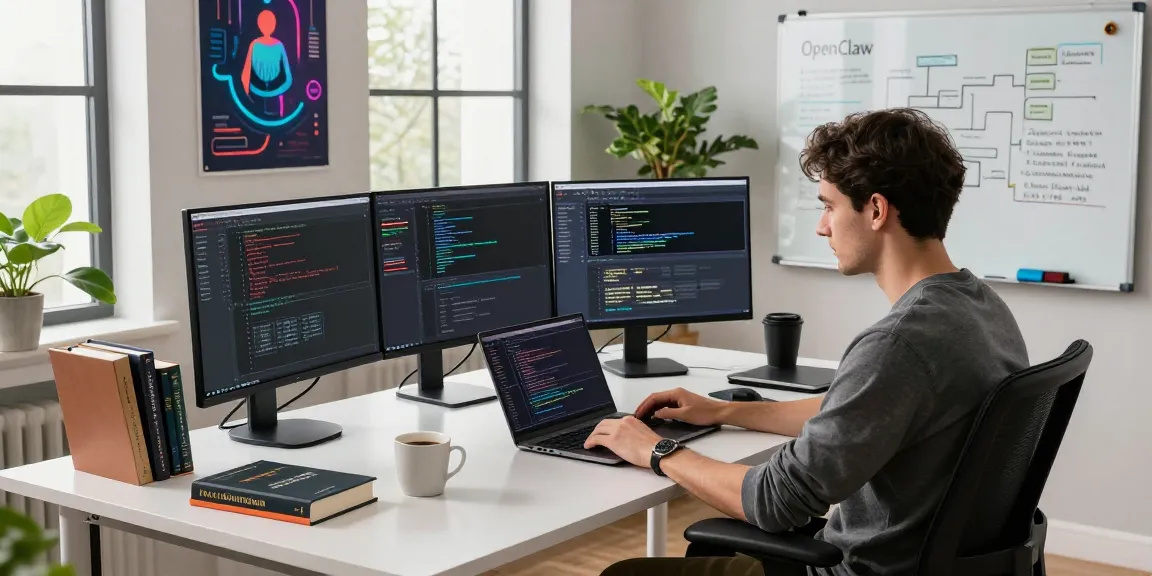 Developer exploring OpenClaw skill capabilities in a modern coding environment with multiple screens.