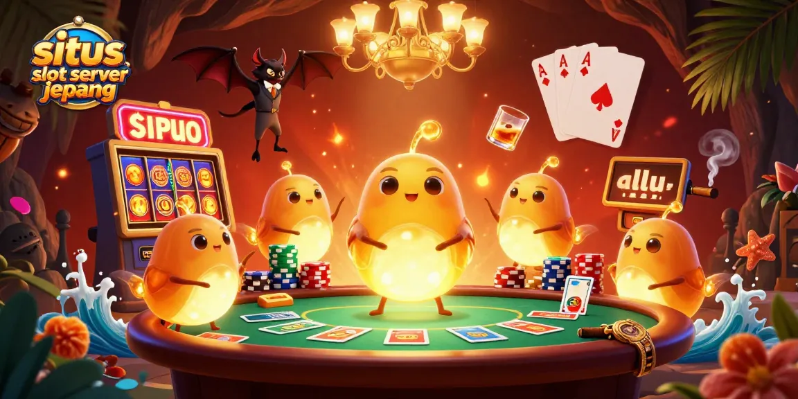 Experience the excitement of situs slot server jepang with glowworms illuminating a vibrant casino scene.
